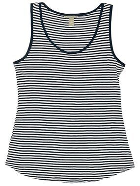 Navy White Stripe Scoop Neck Tank Top Rayon Blend Banana Republic M